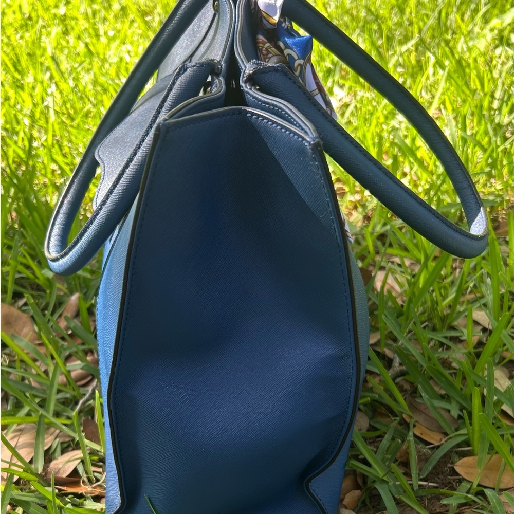 Rebecca Minkoff Blue Tote Bag with Scarf Accent - Picture 6 of 11